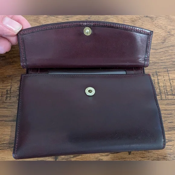 Vtg 80/90's Gary's Leather Brown Bifold Wallet Genuine Calf Leather Kiss Lock - Picture 7 of 14